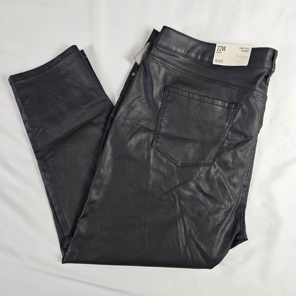 NEW Ana Black Coated Jeans High Rise Skinny pants Sz 22 W
